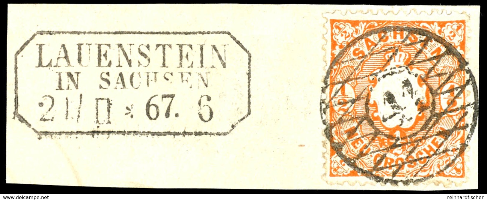 "41" Nebst R3 "LAUENSTEIN IN SACHSEN 21 / II 67" Auf Kabinett-Briefstück 1/2 Ngr. Wappen, Katalog: 15c BS - Sachsen