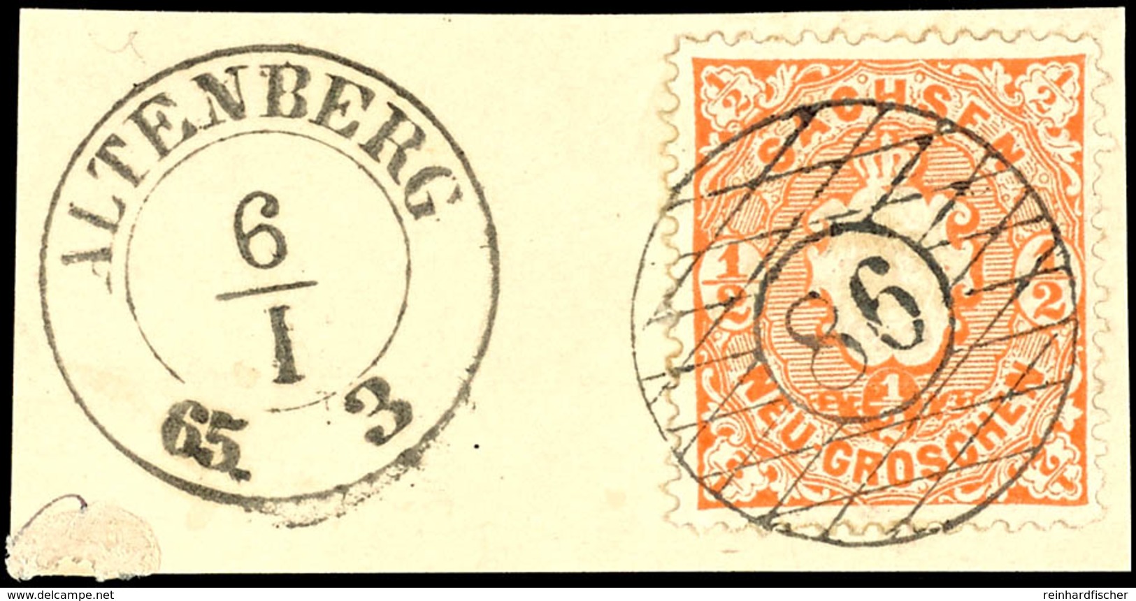 "86" Nebst K2 "ALTENBERG 6 I 65" Auf Kabinettbriefstück 1/2 Ngr. Wappen, Beide Stempel Sind Klar Aufgesetzt, Katalog: 15 - Sachsen