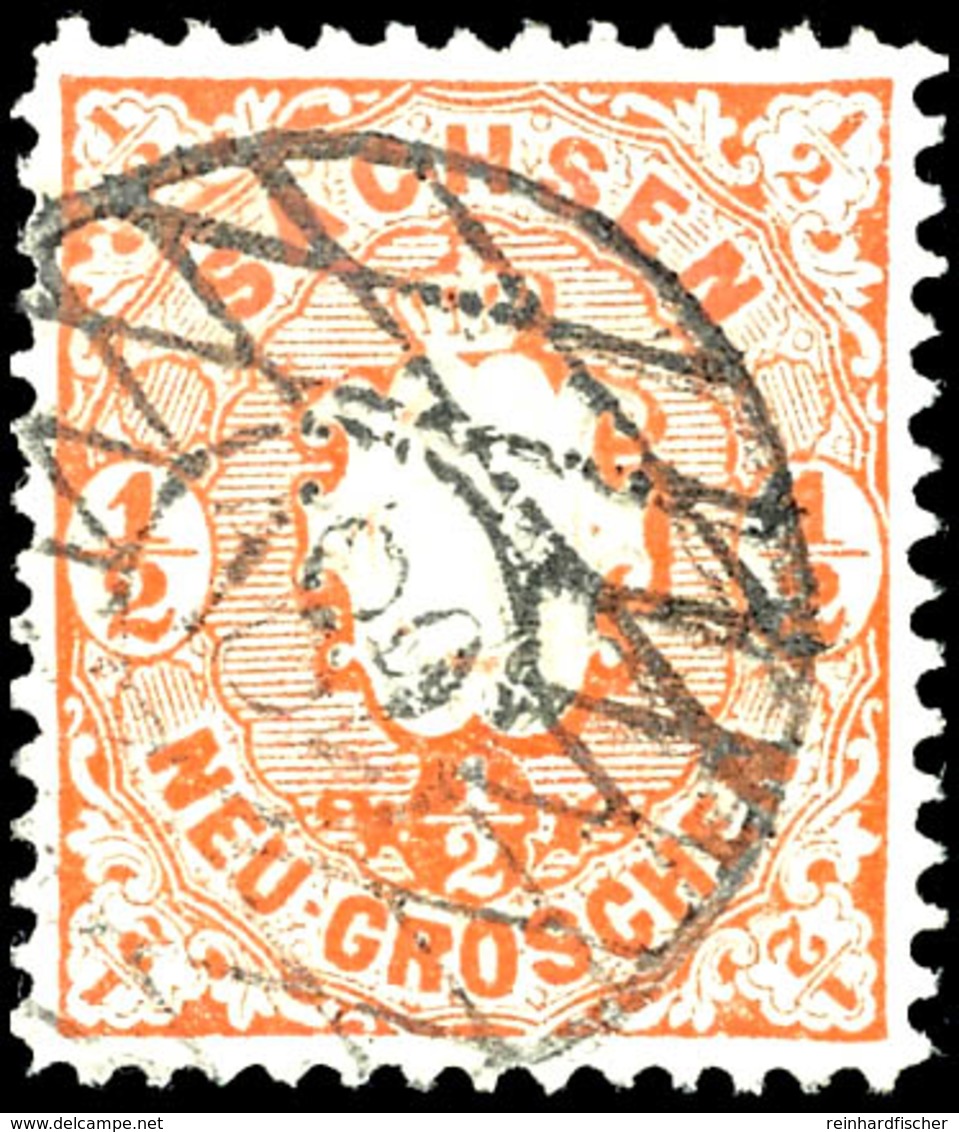 "182" - ELTERLEIN, Fast Zentrisch Klar Auf Farbfrischer 1/2 Ngr. Wappen, Leichte Waager. Bugspur, Katalog: 15a O - Saxony