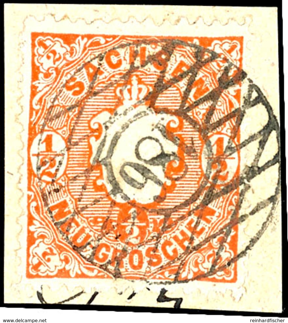 "186" - POMSSEN, Herrlich Zentrisch Klar Auf Kabinett-Briefstück 1/2 Ngr. Wappen, Katalog: 15a BS - Sachsen
