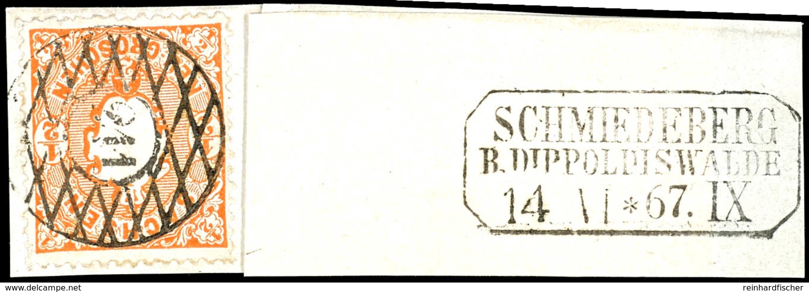 "211" Nebst R3 "SCHMIEDEBERG B. DIPPOLDISWALDE 14 VI 67" Auf Außerhalb Der Frankatur Gefaltetem Kabinett-Briefstück 1/2  - Saxony