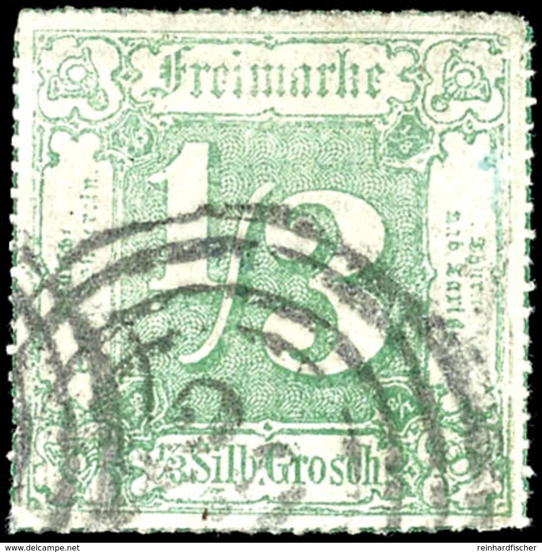 1/3 Sgr. Grün, Restauriertes Exemplar (rechter Rand Angesetzt), Vierringstempel "29"-HANAU, Gepr. Krüger, Mi. 750.-, Kat - Sonstige & Ohne Zuordnung