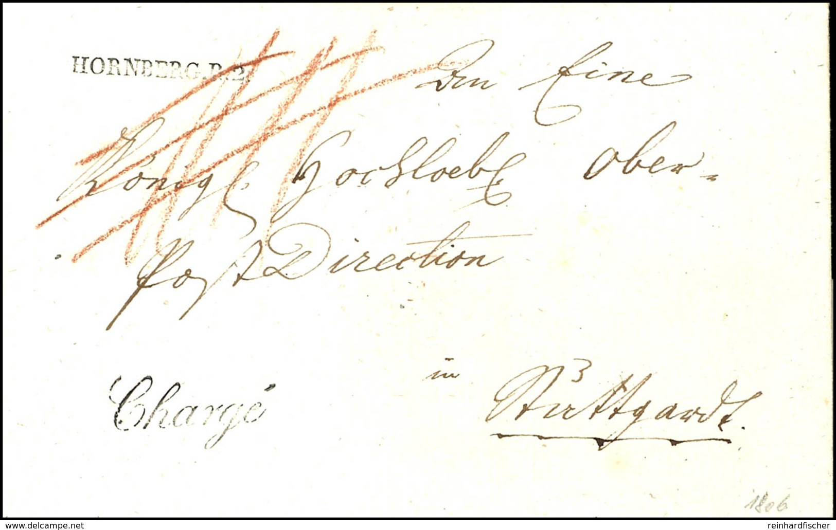HORNBERG.R.2, Kleiner Schwarzer L1 Auf Chargé-Brief Vom 4.7.1806 Nach Stuttgart, Klarer Abschlag Des Seltenen Stempels A - Sonstige & Ohne Zuordnung