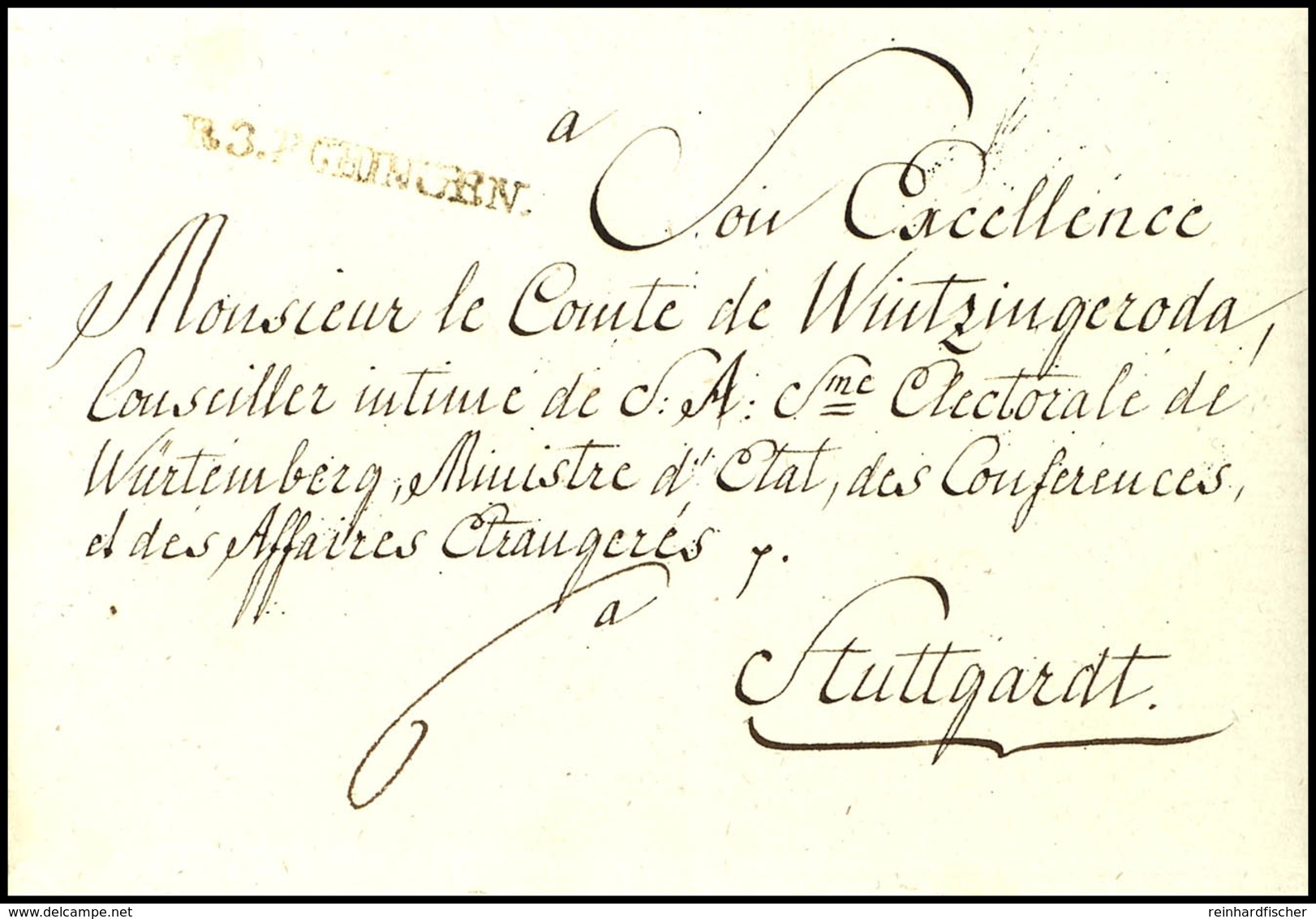 R.3.ECHINGEN, Klarer Braunschwarzer L1 Auf Faltbriefhülle Vom 10.9.1803 Nach Stuttgart, Mit Komplettem Inhalt, Schöner A - Sonstige & Ohne Zuordnung