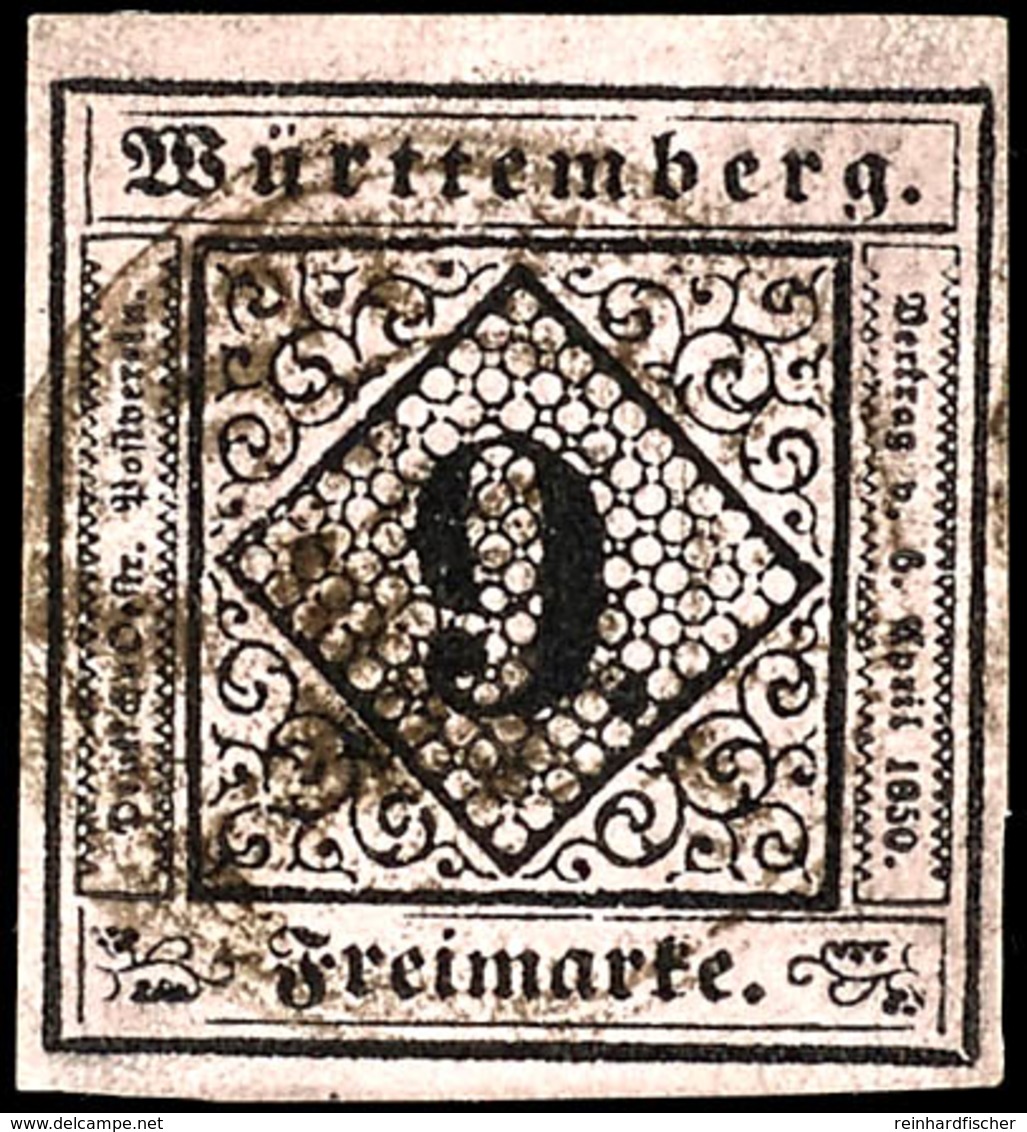 9 Kr. A. Lebhaftrosa, Farbfrisches, Voll/breitrandiges Prachtstück, Gepr. Thoma BPP, Mi. 130.-, Katalog: 4b O - Sonstige & Ohne Zuordnung