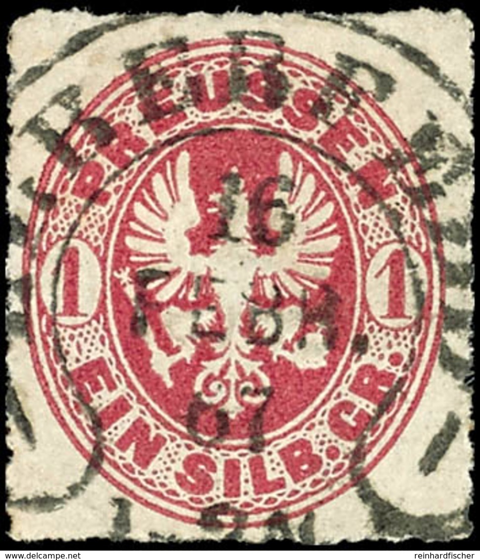 "ELBERFELD 16 FEBR. 67 1-2 N.", Spalink 12-1, Luxusabschlag Auf Preussen 1 Sgr., Links Unten Eckbug, Katalog: Pr.16 O - Autres & Non Classés