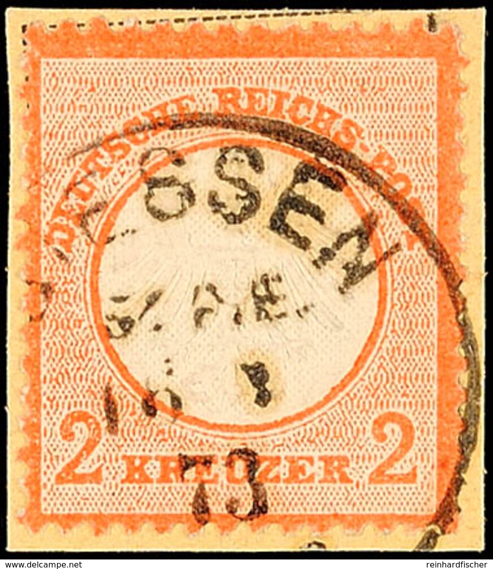 2 Kr. Ziegelrot Mit Ekr. "GIESSEN ST.P.E. 16...73", Auf Briefstück, Tadellos, Signiert Dreher Und Krug BPP, Mi. 400,-, K - Autres & Non Classés