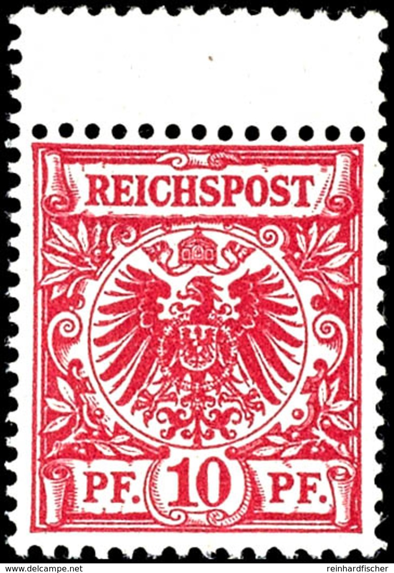 10 Pf Dunkelrosa(rot), UV Gelblichorange, Tadellos Postfrisch, Fotoattest Jäschke-Lantelme BPP: "farbfrisch, Gut Gezähnt - Autres & Non Classés