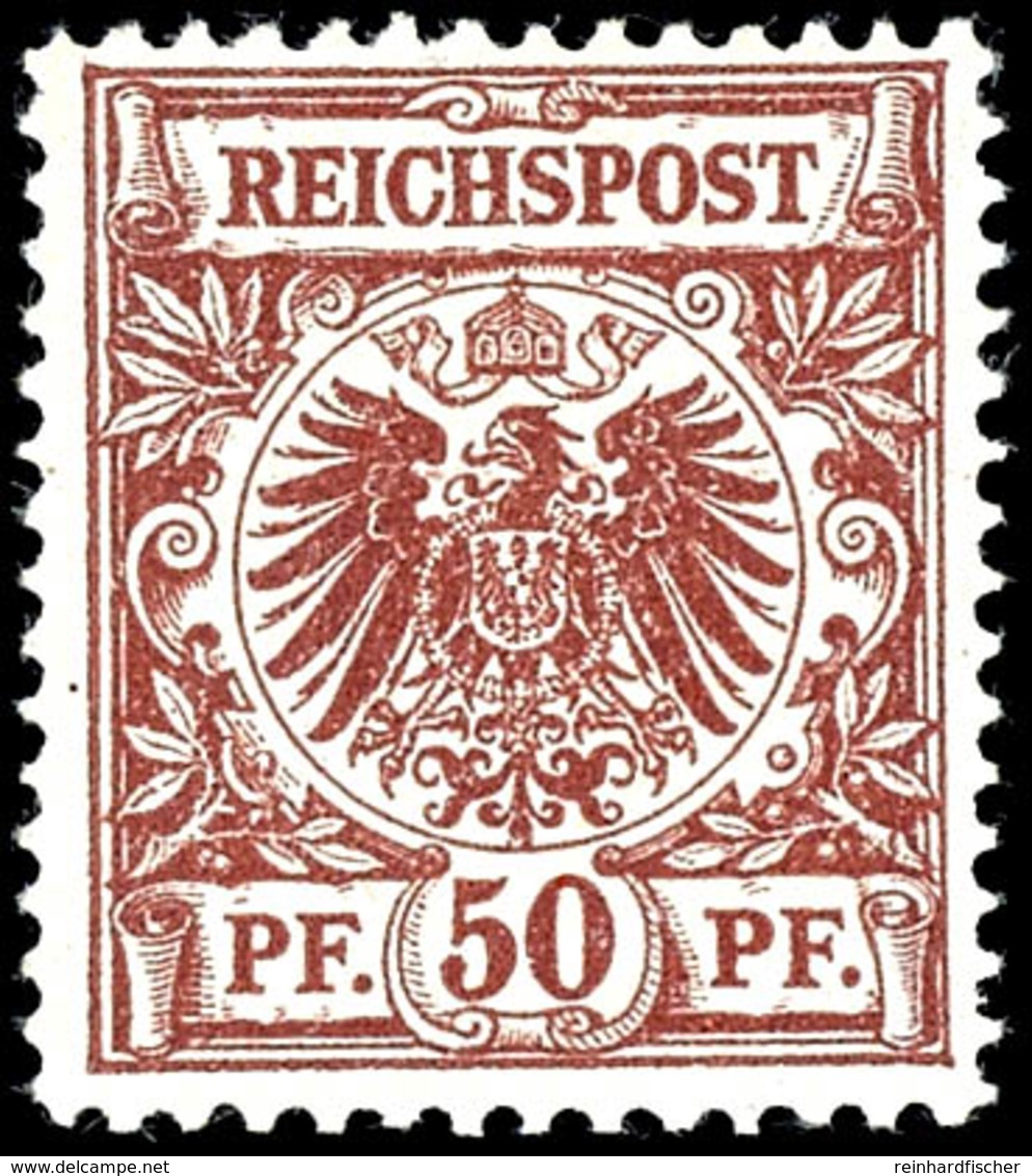 50 Pfg Krone/Adler Lilabraun, Ungebraucht (leichter Eckbug), Gepr. Gotw. Zenker BPP, Mi. 500,-, Unterbewertete Marke !,  - Altri & Non Classificati