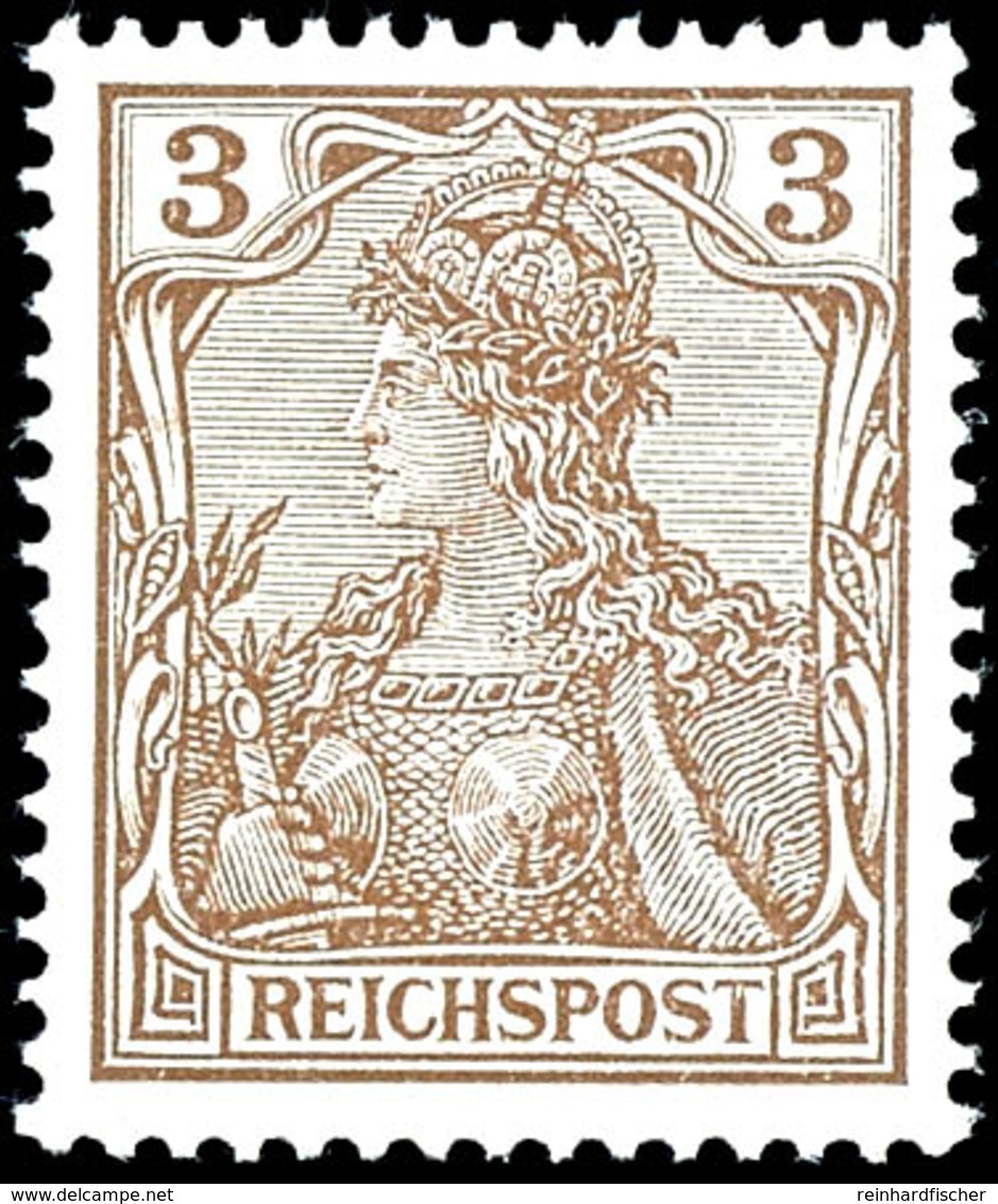 3 Pfg. Reichspost Dunkelorangebraun, Postfrisch, Gepr. Jäschke-L.BPP, Mi. 440,-, Katalog: 54b ** - Other & Unclassified