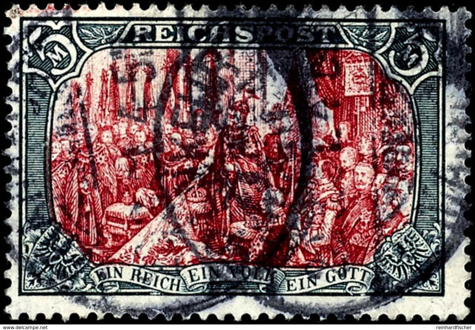 5 Mark Reichspost, Type III = Type I Mit Weißer Und Roter Nachmalung, Tadellos Gestempelt "FRANKFURT (MAIN) 2. 3.01", Fo - Sonstige & Ohne Zuordnung