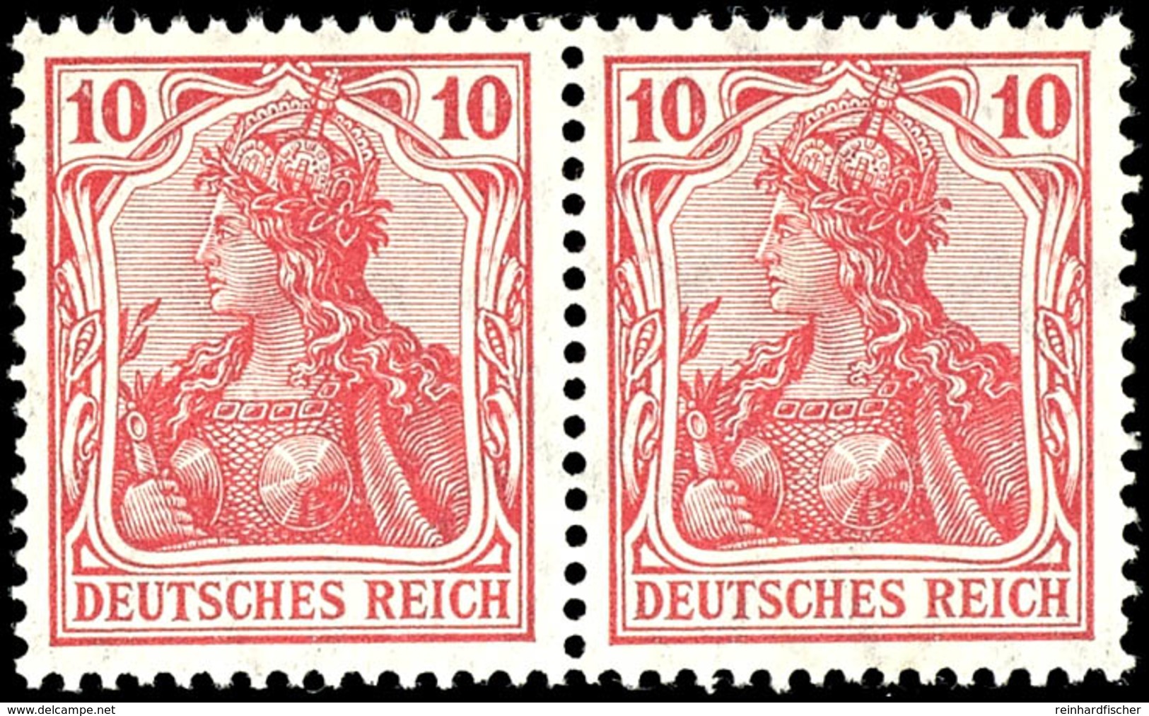 10 Pfg Germania, Friedensdruck, Karminrot, Waager. Paar Postfrisch, Gepr. Jäschke-L.BPP, Mi. 120,-, Katalog: 86Ia(2) ** - Altri & Non Classificati