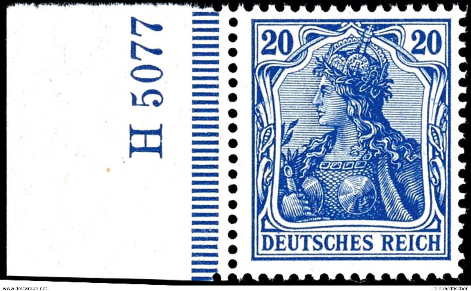 20 Pfg. Lilaultramarin, Postfrisch Vom Linken Seitenrand Mit HAN "H 5077", Geprüft Jäschke-L. BPP, Mi. 220.-, Katalog: 8 - Sonstige & Ohne Zuordnung