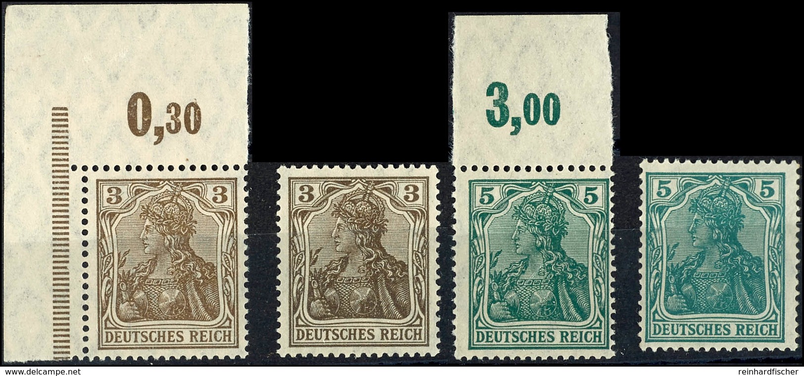 3 Schwärzlichbraun Und 5 Pfg. Dunkelbläulichgrün, Je Kriegsdruck Mit Vergleichsstück, Postfrisch, Gepr. Zenker, Bzw. Dr. - Other & Unclassified