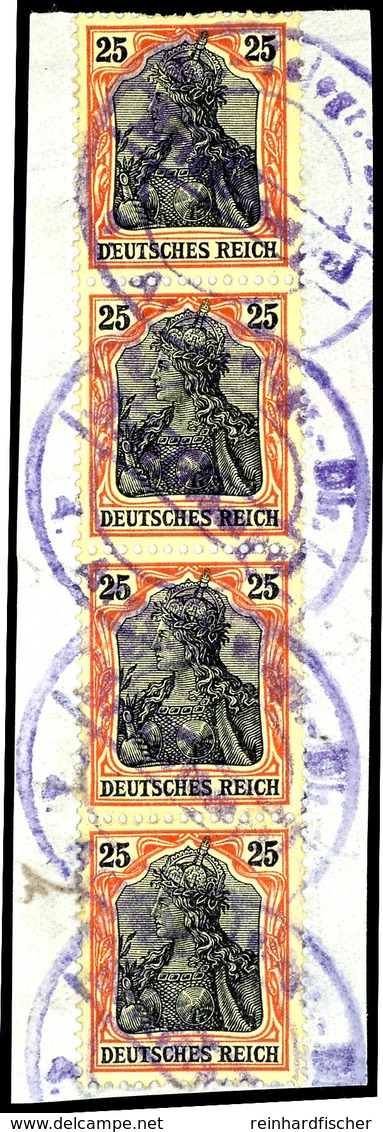 25 Pfg. Germania, Kriegsdruck, Rotorange/schwarz (metallisch Glänzend) Auf Gelbweiß Mit Violettem Datumsstempel "Et.-Tel - Other & Unclassified