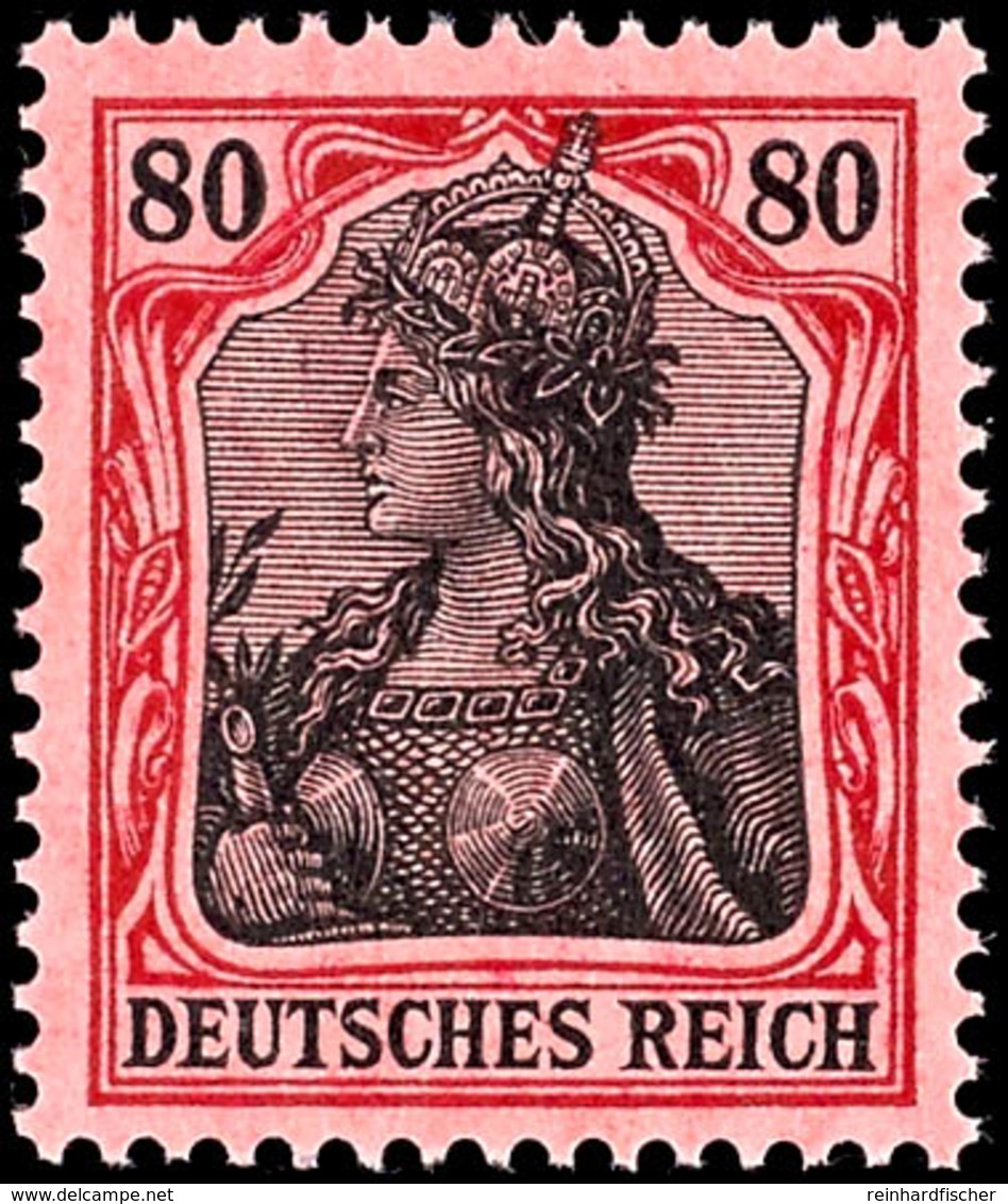 80 Pfg. Germania, Kriegsdruck, Karminrot, Postfrisch, Gepr. Jäschke BPP, Mi. 260,-, Katalog: 93IIa ** - Sonstige & Ohne Zuordnung