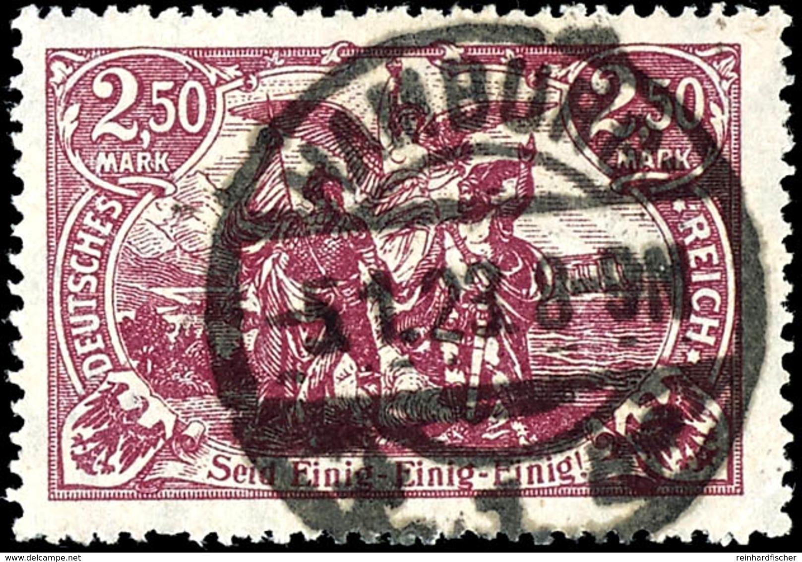 2,50 Mk. Schwärzlichgraulila, Zentr. Gest. HAMBURG 5.1.23 (1 Zahn), Gepr. Infla/Oechsner BPP, Mi. 250,-, Katalog: 115d O - Other & Unclassified