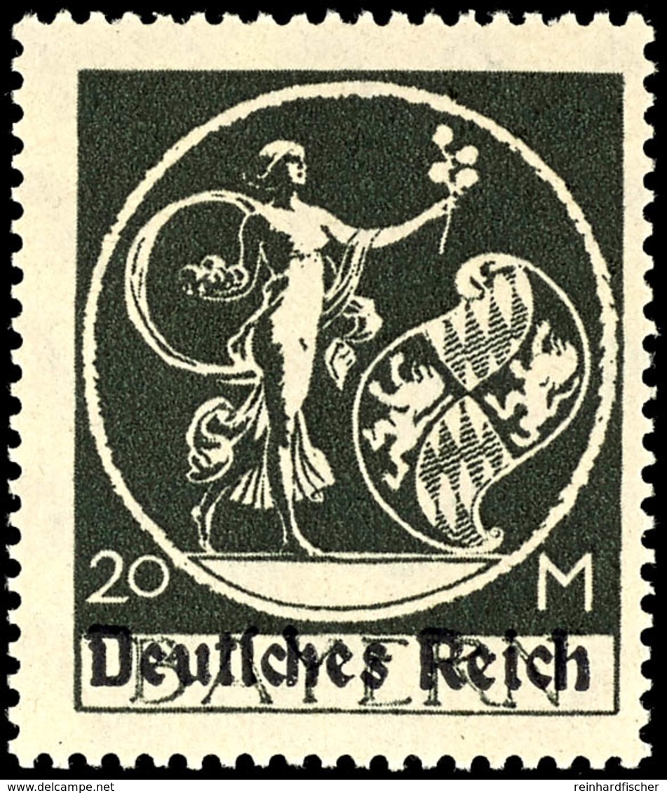 20 Mk. Bayern-Abschied, Aufdruck Type II, Postfrisch, Geprüft "H", Gepr. Bechtold BPP, Mi. 200,-, Katalog: 138II ** - Other & Unclassified