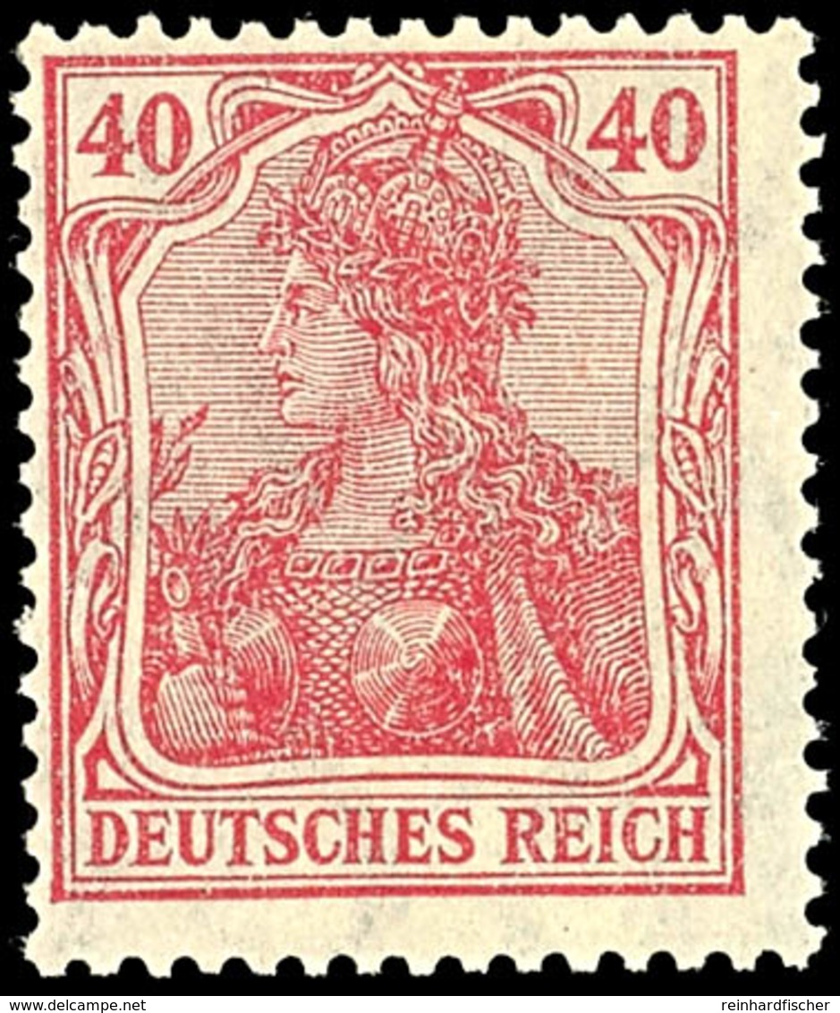 40 Pfg. Germania Lilakarmin, Postfrisch, Gepr. Infla (frühere Kennzeichnung F), Mi. 150,-, Katalog: 145bII ** - Other & Unclassified