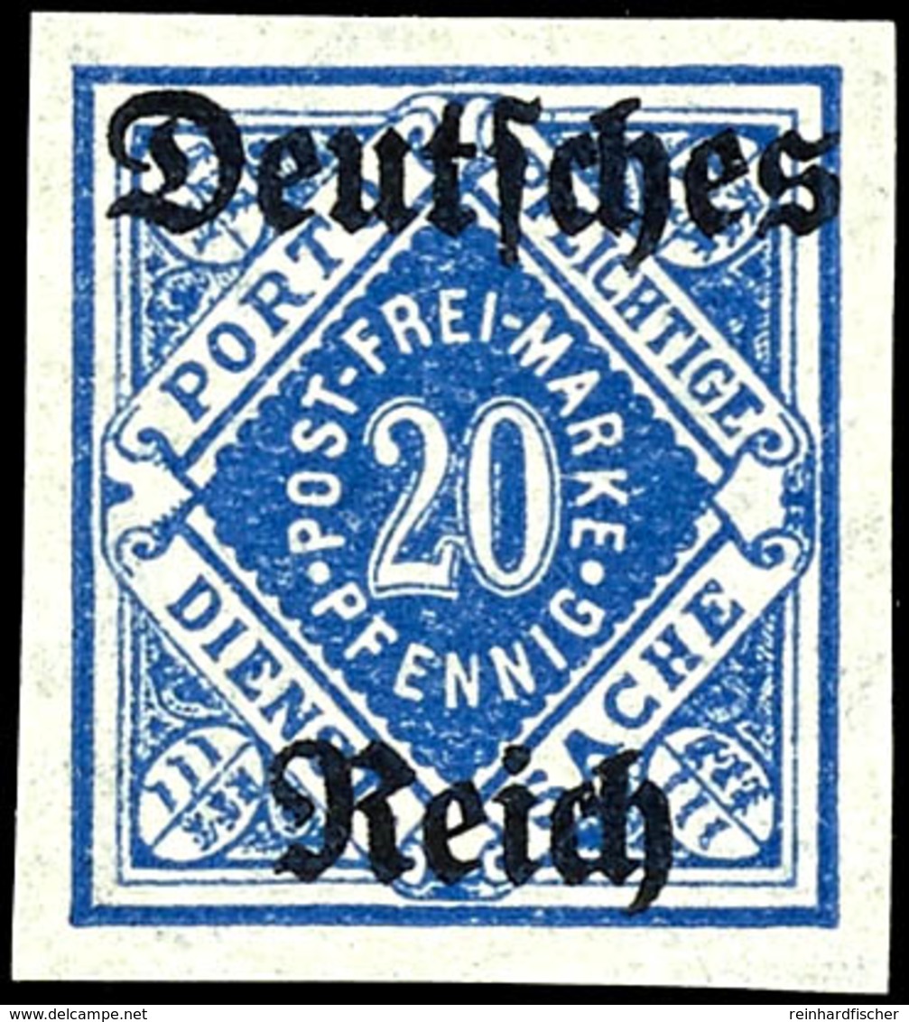 20 Pfg Wasserzeichen Ringe, Ungezähnt, Postfrisch, Geprüft Winkler BPP, Mi. 300.-, Katalog: 55YU ** - Autres & Non Classés