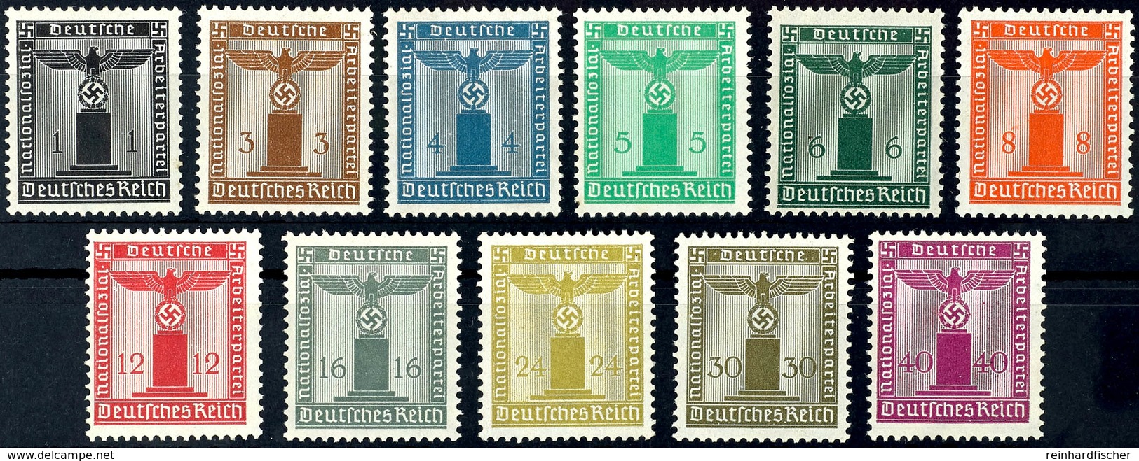 1 - 40 Pfg Parteidienstmarken Mit Wz., 11 Werte Komplett, Tadellos Postfrisch, Unsigniert, Mi. 150.-, Katalog: 144/54 ** - Other & Unclassified