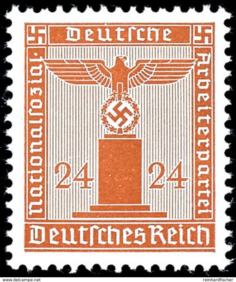 24 Pfennig Parteidienstmarke, Waagerechte Gummiriffelung, Tadellos Postfrisch, Gepr. Schlegel A. BPP, Mi. 350.-, Katalog - Sonstige & Ohne Zuordnung