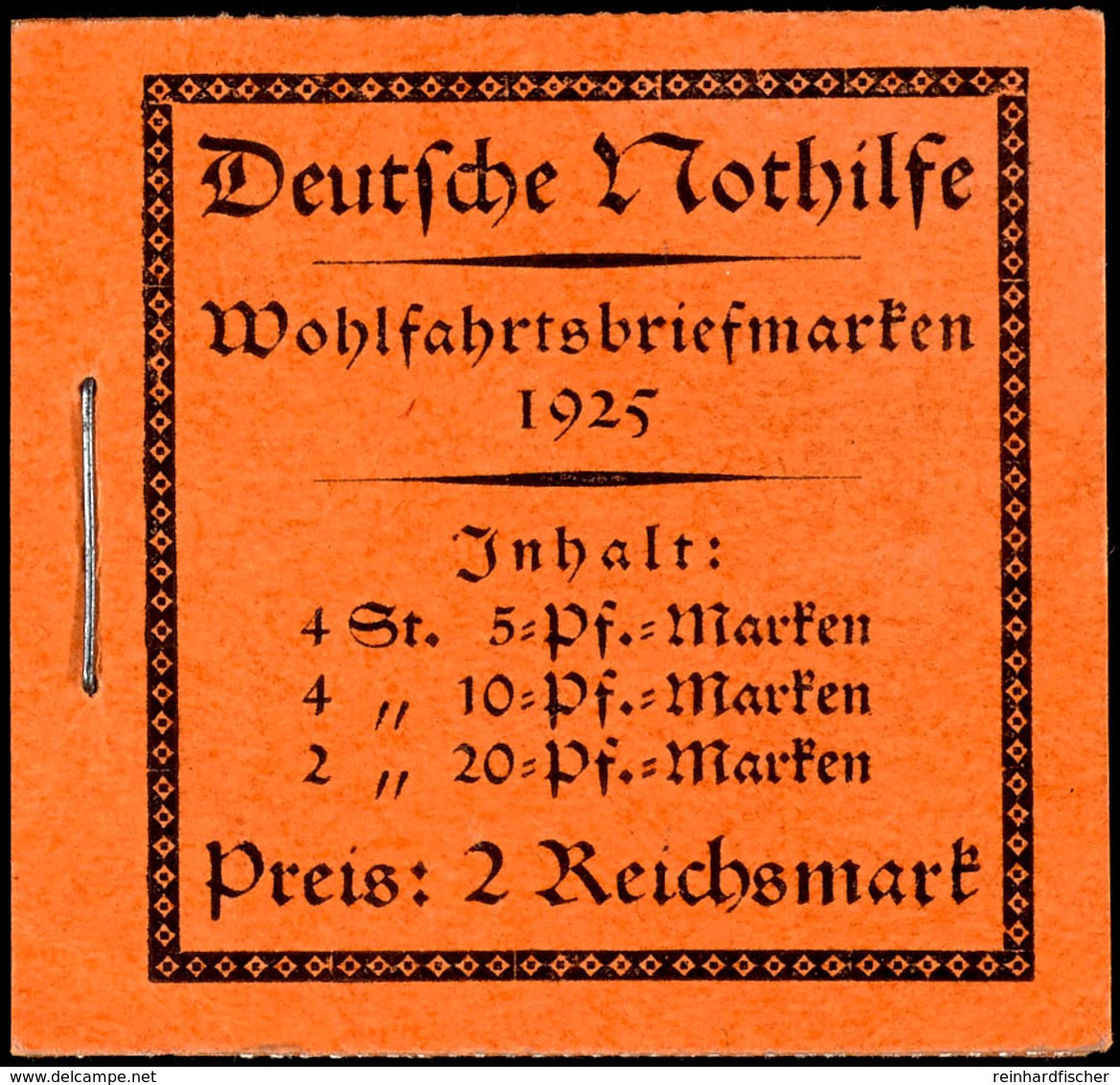 Nothilfe 1925, Postfrisches Markenheftchen, H-Blatt-Ränder Durchgezähnt/nicht Durchgezähnt, Tadellos, Fotoattest Schlege - Carnets