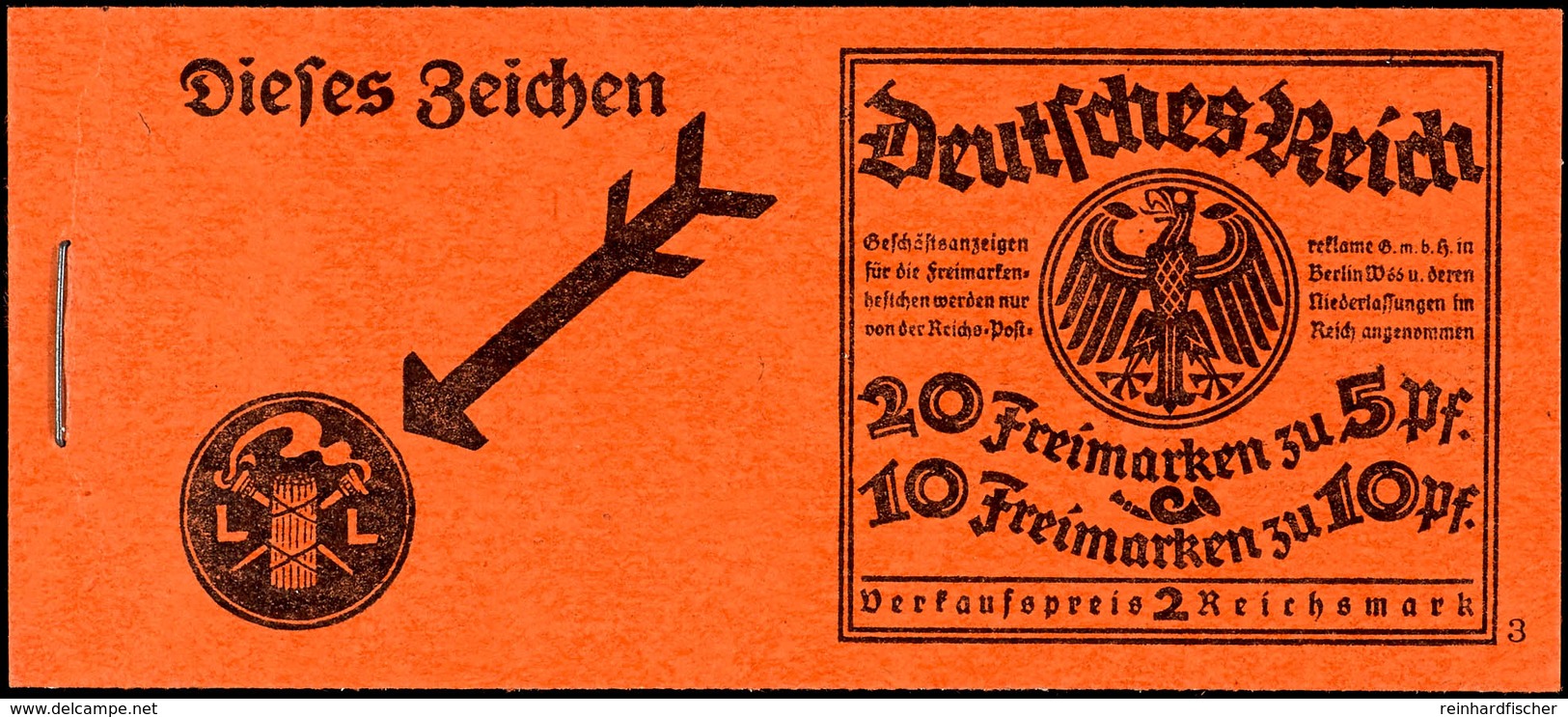 Schiller/Friedrich Der Große 1926, Postfrisches Markenheftchen, Der Frontdeckel Ist Leicht Vorgefaltet, Bei H-Blatt 51 B - Carnets