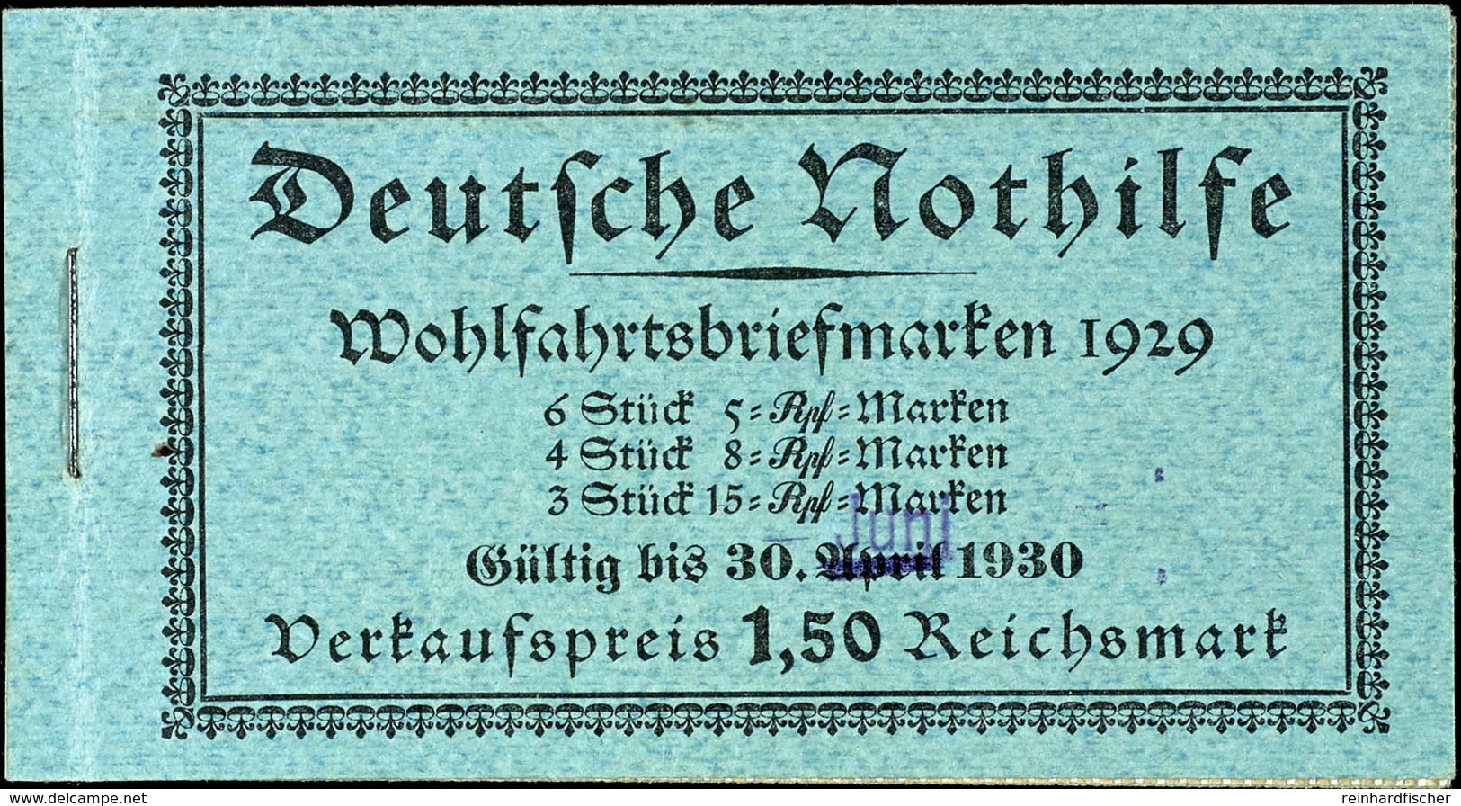 1929, Nothilfe Markenheftchen, Deckeldatum Mit Violettem Monatsstempel Geändert, Jedes Heftchenblatt Mit 2 Zentrischen O - Libretti