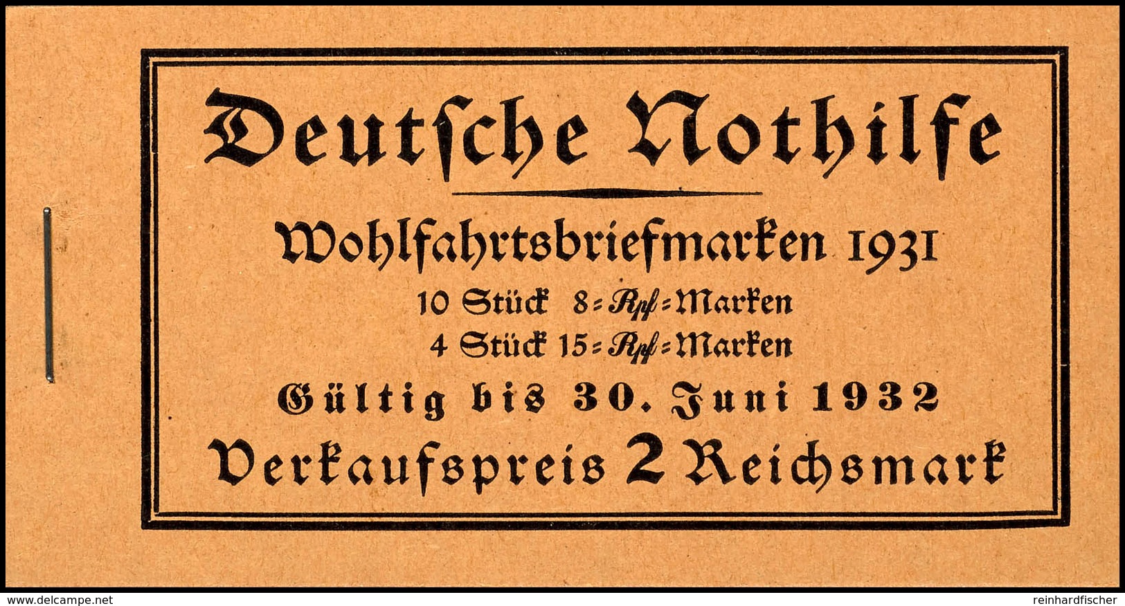 Nothilfe 1931, Heftchenblattränder Ndgz., Tadellos Postfrisch, Mi. 450.-, Katalog: MH30.2 ** - Markenheftchen