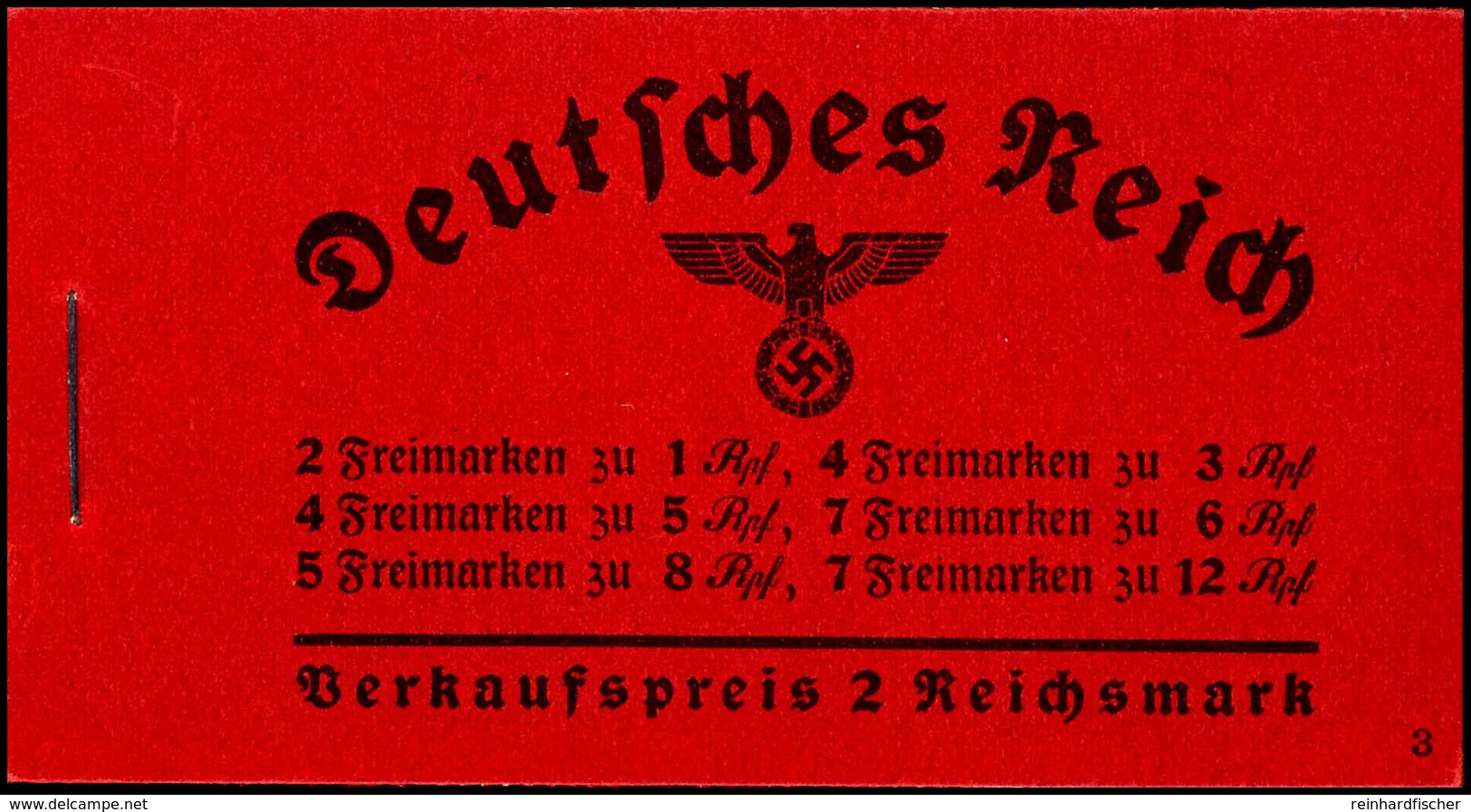 Hindenburg 1936/37, Ordnungsnummer 3, Heftchenblattränder Ndgz., Tadellos Postfrisch, Mi. 450.-, Katalog: MH36.1 ** - Carnets