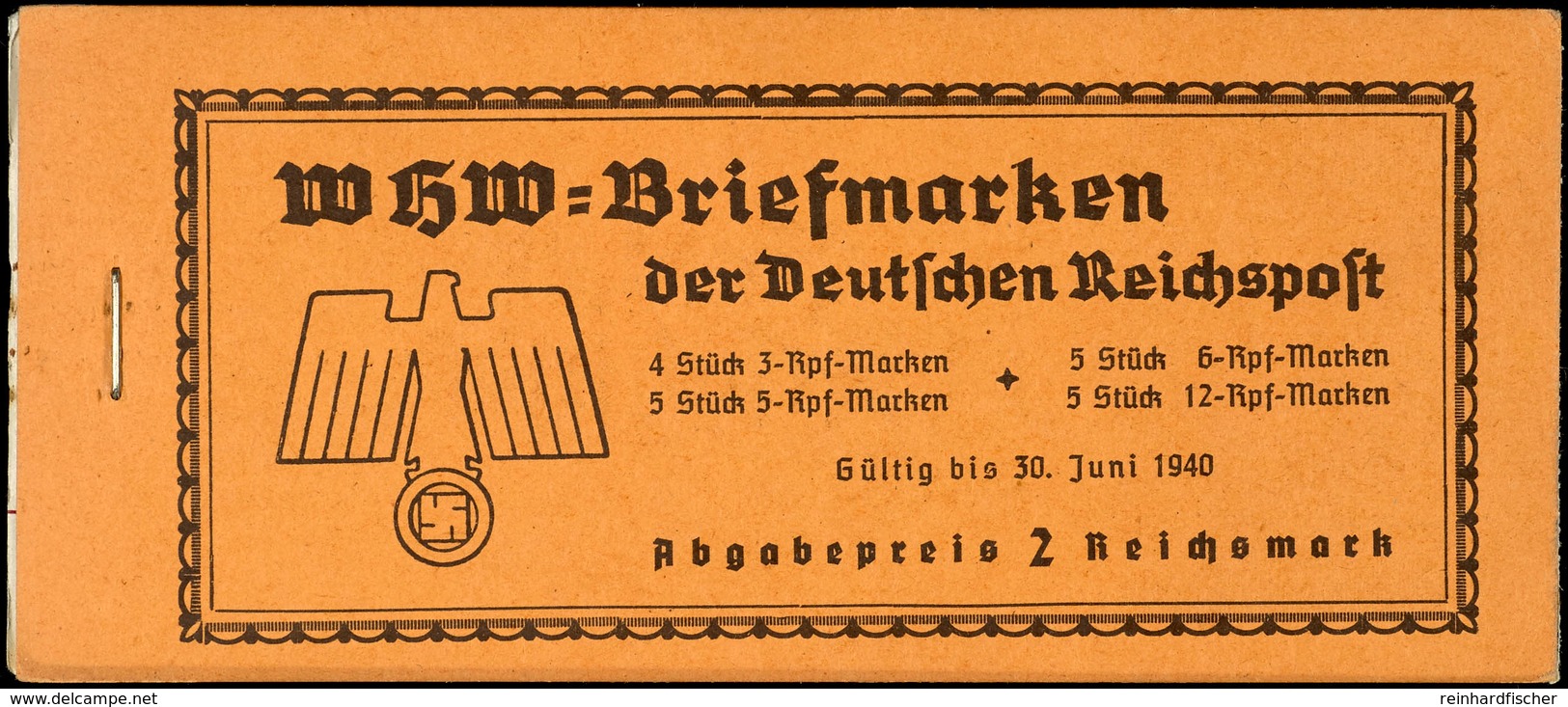 1939, WHW (Bauwerke) - Versuchsmarkenheftchen MH 46 B, Deckelfarbe Orange, Attest Und Prüfstempel Schmidl V. 1.l6.1981,  - Booklets