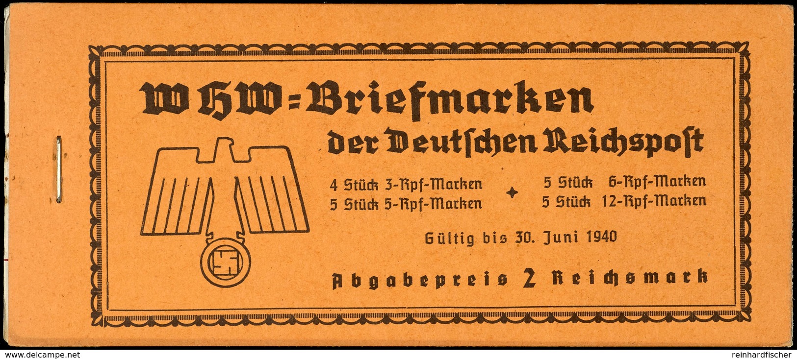 1939, WHW (Bauwerke) - Versuchsmarkenheftchen MH 46 B, Deckelfarbe Orange, Attest Und Prüfstempel Schmidl V. 1.l6.1981,  - Carnets