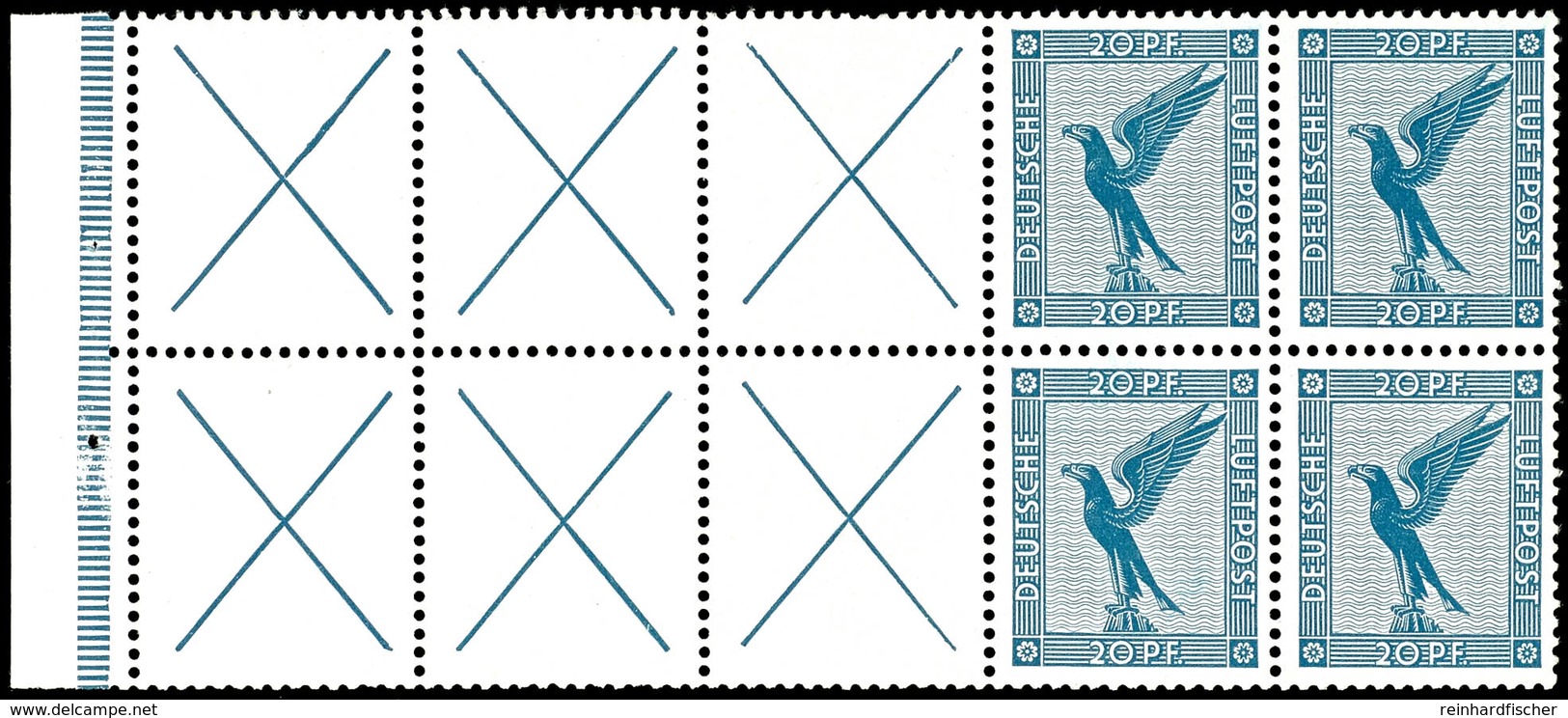 Flugpost 1931, Heftchenblatt Mit 4 Werten Zu 20 Pfg, Tadellos Postfrisch, Mi. 500.-, Katalog: H.-Bl.49B ** - Autres & Non Classés