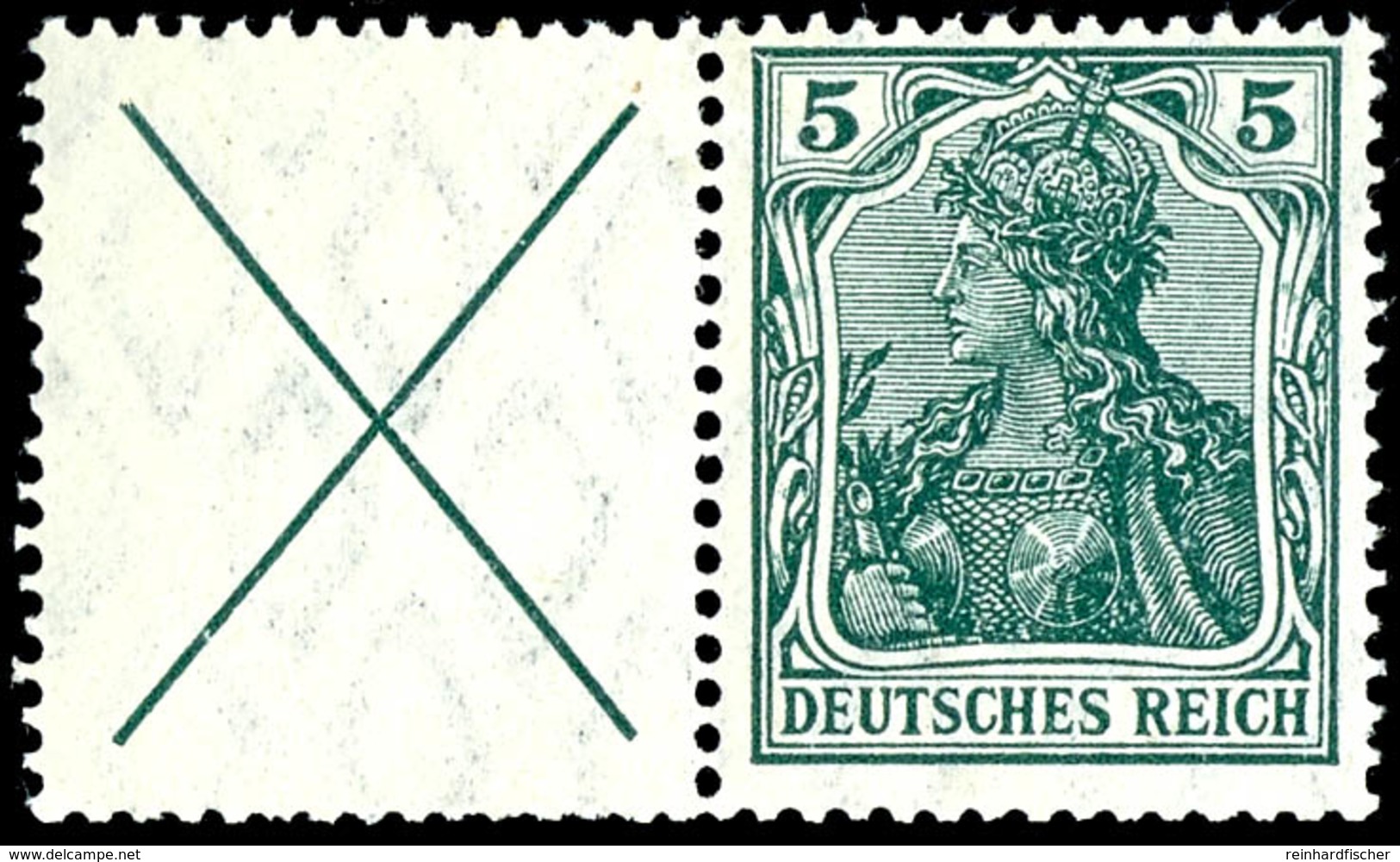 Germania 1910, X + 5 Pfg Germania, Waagerechter Zusammendruck, Tadellos Postfrisch Mit Der Typischen Herstellungsbedingt - Sonstige & Ohne Zuordnung