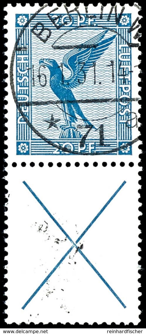 Flugpost 1930, 20 Pfg + X, Senkrechter Zusammendruck, Tadellos Gestempelt "BERLIN * 71 A 16.4.31", Mi. 600.-, Katalog: S - Sonstige & Ohne Zuordnung