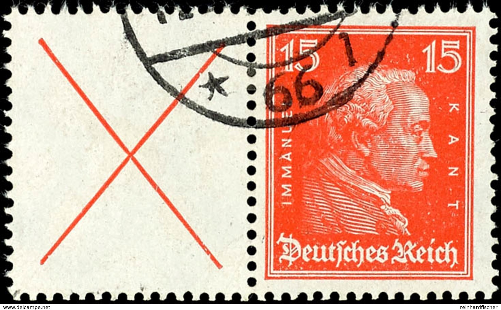 X + 15 Pfg Kant, Waagerechter Zusammendruck, Gestempeltes Bedarfsstück, Mi. 300.-, Katalog: W23 O - Sonstige & Ohne Zuordnung