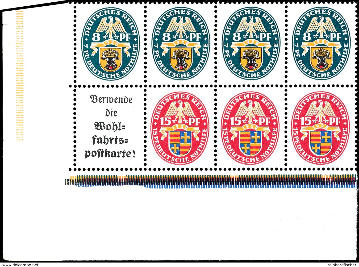 Nothilfe 1928, 8+A1.1, Senkrechter Zusammendruck Mit 3 Mal S50 Aus MHB 18 Für H-Blatt 64 B, Postfrisch Aus Der Linken Un - Other & Unclassified