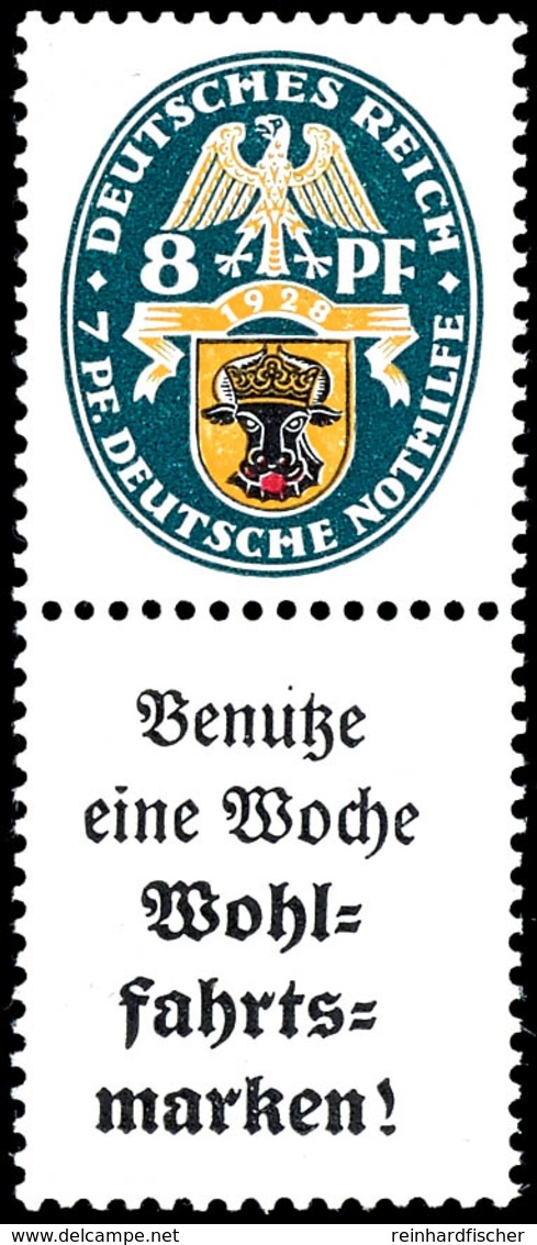 Nothilfe 1928, 8 Pfg + Benutze Eine Woche Wohlfahrtsmarken, Senkrechter Zusammendruck, Tadellos Postfrisch, Mi. 400.-, K - Other & Unclassified