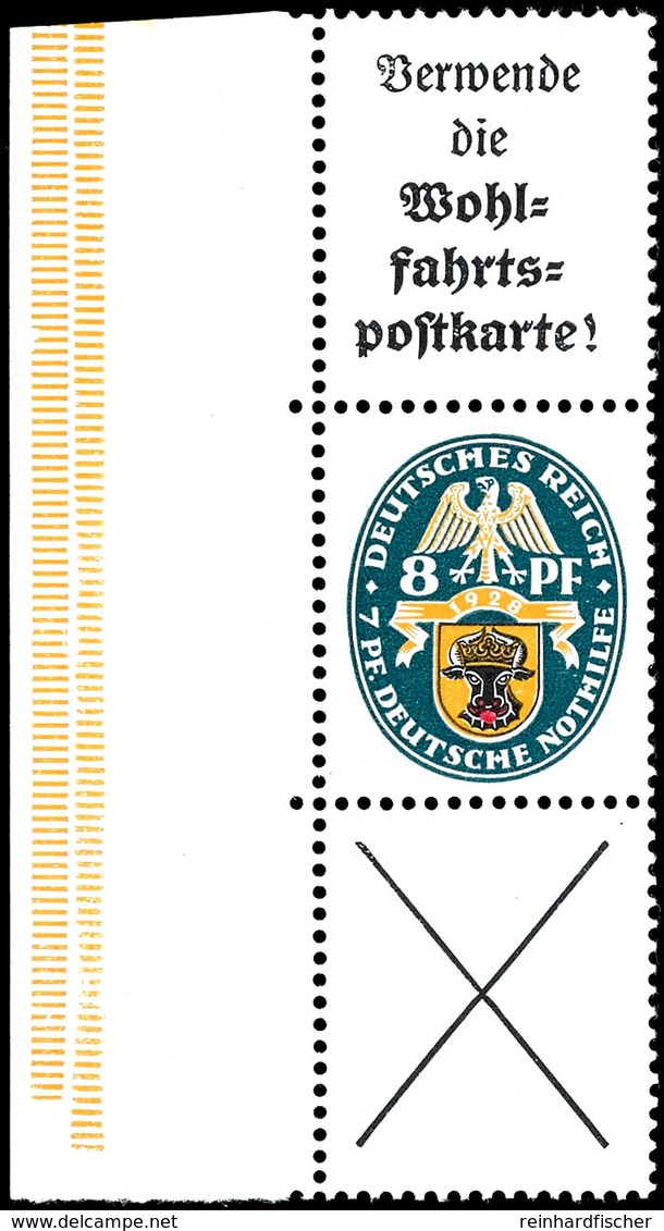 Nothilfe 1928, A1.1+8+X, Senkrechter Zusammendruck, Postfrisch Vom Linken Bogenrand, Zusammendruck Tadellos, Rand Mängel - Sonstige & Ohne Zuordnung