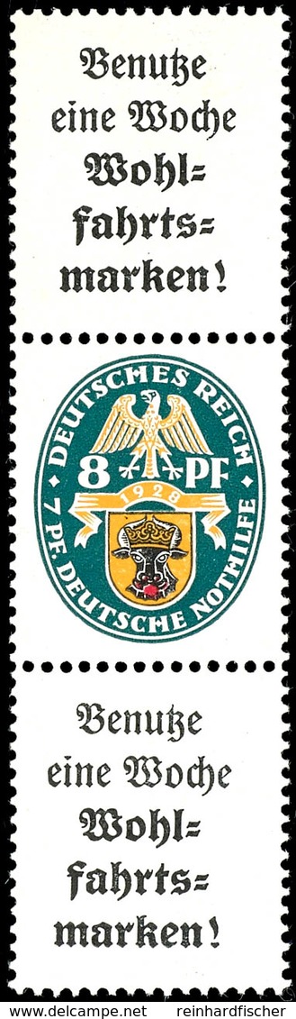 Nothilfe 1928, Verwenden Eine Woche Wohlfahrtsmarken + 8 Pfg + Verwende Eine Woche Wohlfahrtsmarken, Senkrechter Zusamme - Sonstige & Ohne Zuordnung