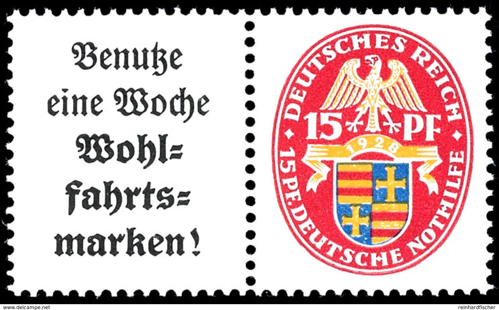 A2+15 Pfg., Nothilfe 1928, Waagerechter Zusammendruck Postfrisch, Mi. 350,-, Katalog: W33 ** - Sonstige & Ohne Zuordnung