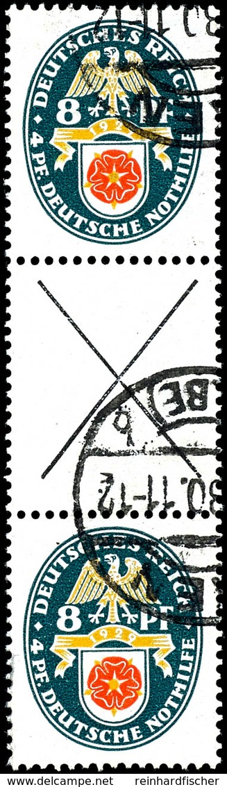 Nothilfe 1929, 8+X+8, Senkrechter Zusammendruck, Gestempelt, Tadellos, Fotobefund Schlegel D. BPP, Mi. 400.-, Katalog: S - Sonstige & Ohne Zuordnung