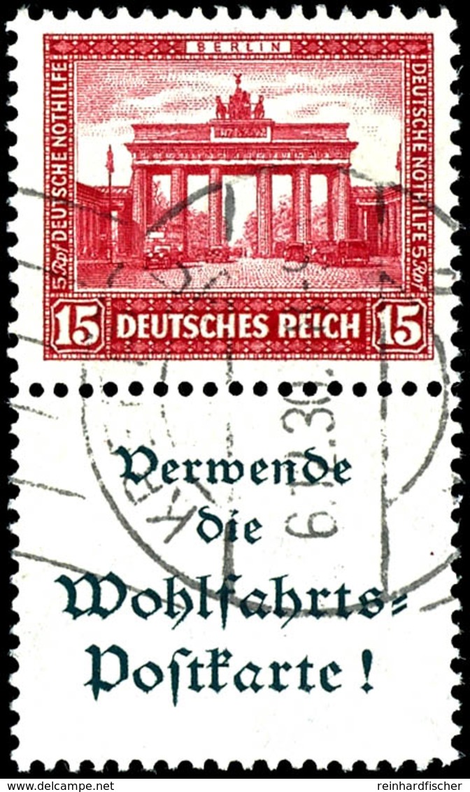 1930 Nothilfe, 15+A 1.3, Senkrechter Zusammendruck, Gestempelt, Tadellos, Fotobefund Schlegel D. BPP, Mi. 400.-, Katalog - Other & Unclassified