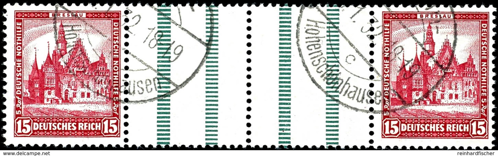 Nothilfe 1931, 15+Z+Z+15, Waagerechter Zusammendruck, Gestempelt "BERLIN-HOHENSCHÖNHAUSEN...1.32", Mittig Vorgefaltet, S - Other & Unclassified