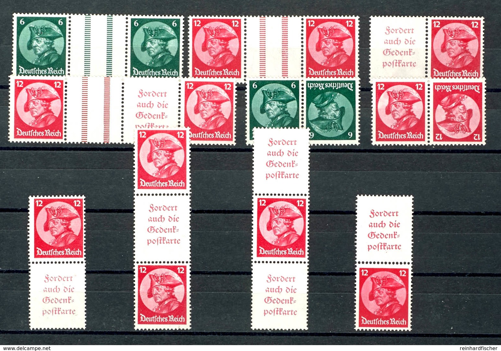 1933 Friedericus, Alle 10 Zusammendrucke Postfrisch Komplett, Mi. 650.-, Katalog: K17/WZ11 ** - Other & Unclassified