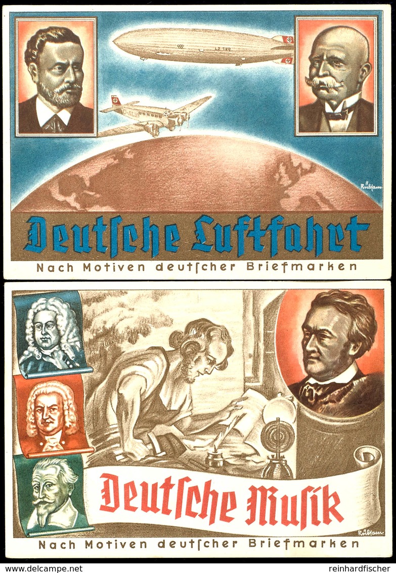 5 Luftpost-Privat-GSK Olympia-Postwertzeichenausstellung "Deutsche Luftfahrt" Und 4 Pfg Hindenburg "Deutsche Musik" (PP1 - Sonstige & Ohne Zuordnung