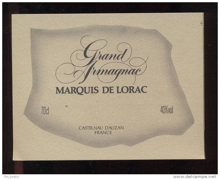 Etiquette  Grand Armagnac  -  Marquis De Lorac - Andere & Zonder Classificatie