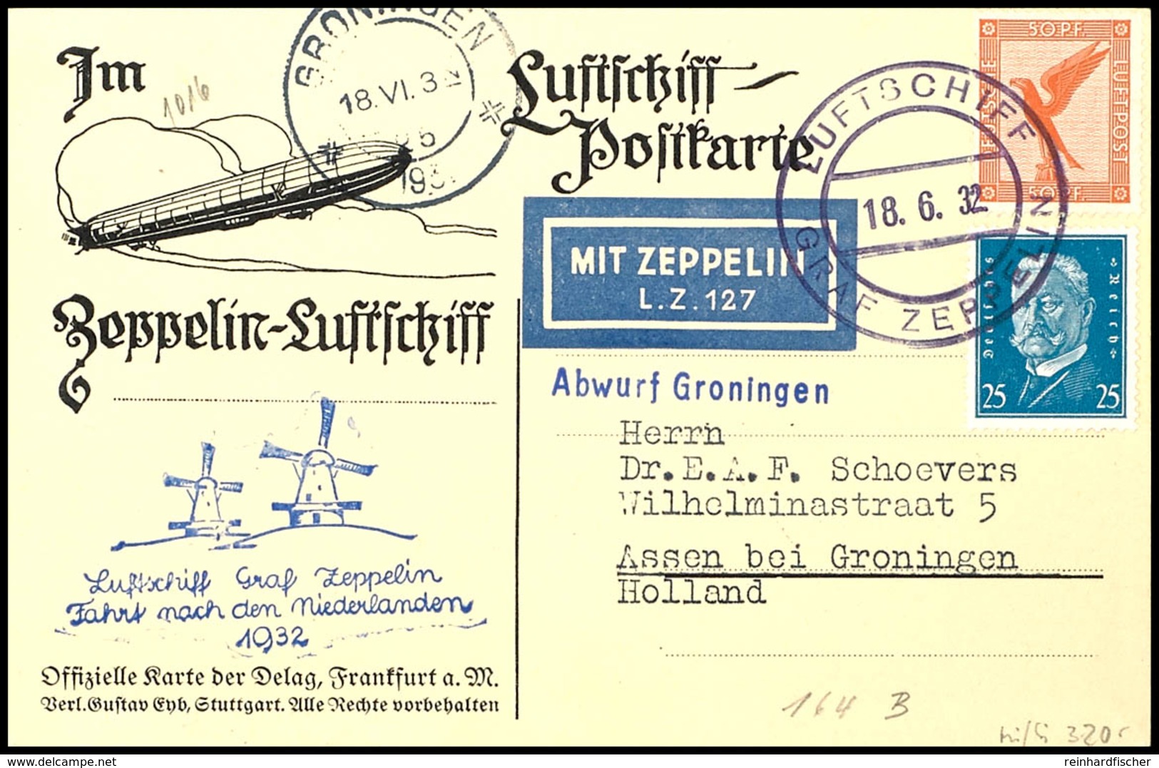 1932, Fahrt In Die Niederlande, Bordpost Bis Groningen, Fotokarte "Landung Der 'Viktoria Luise' " Mit 50 Pfg Adler Und 2 - Sonstige & Ohne Zuordnung