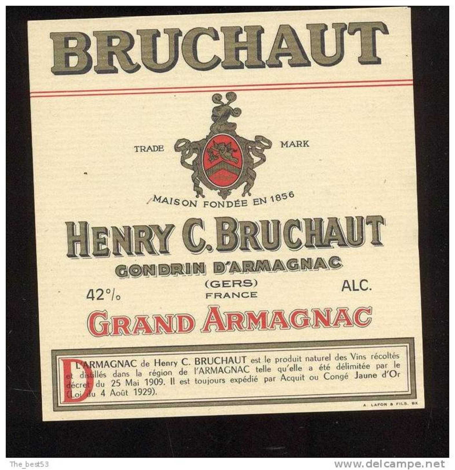 Etiquette  Grand Armagnac  -  Bruchaut - Andere & Zonder Classificatie